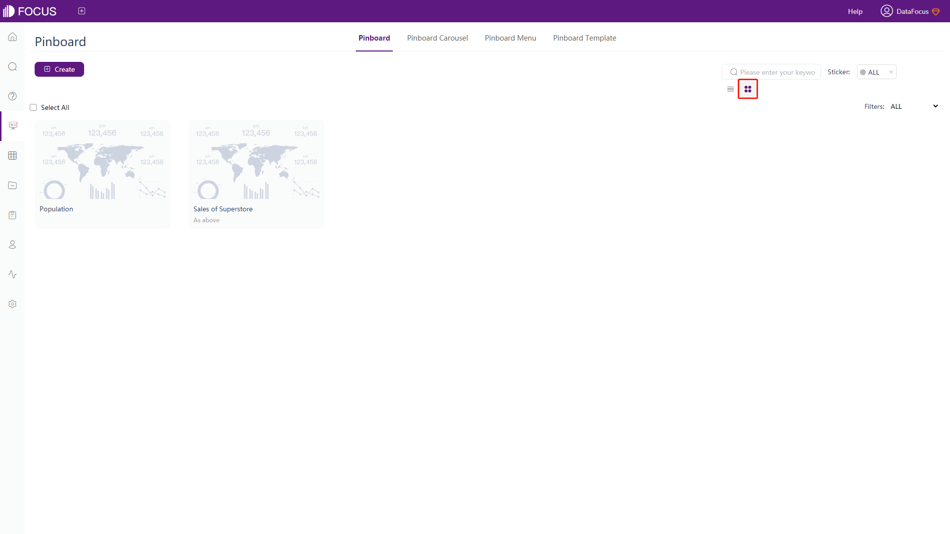 Figure 5-1-1 Display dashboard - thumbnail